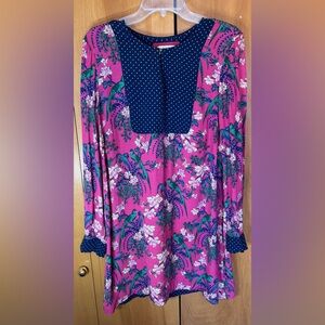 Women’s Anthropologie Maeve Floral Bird Polka Dot Shift Dress Size 10